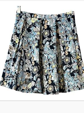 Jealous Tomato Floral Pleated A-Line Skirt - Navy Multi